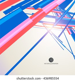 Sensação gráfica abstrata de perspectiva, componentes de linha.