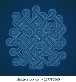 Abstract graphic shape on blue background. Vector illustration