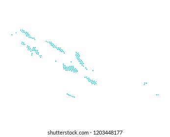 Abstract graphic Solomon Islands map of blue round dots. Vector illustration eps10. 