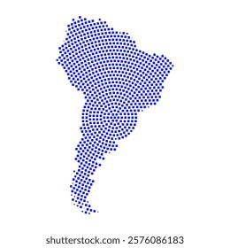 Abstract graphic South America map from pixel blue on a white background. Vector illustration.