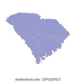 Abstract graphic South Carolina map from pixel blue on a white background. Vector illustration.