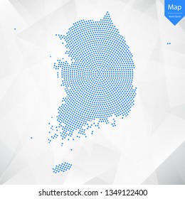 Abstract graphic South Korea map from point blue on a white background. Vector illustration.