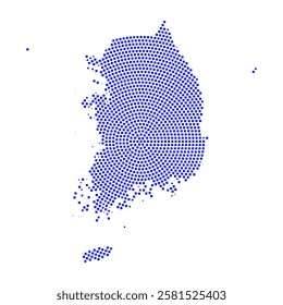 Abstract graphic South Korea map from pixel blue on a white background. Vector illustration.