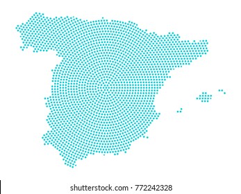 Abstract graphic Spain map of blue round dots. Vector illustration eps10.