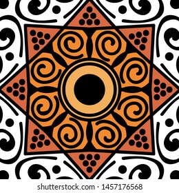 Abstract graphic square background with mandala geometric pattern