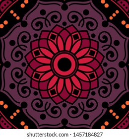 Abstract graphic square background with mandala geometric pattern. Vector illustration