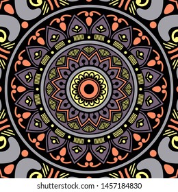 Abstract graphic square background with mandala geometric pattern. Vector illustration