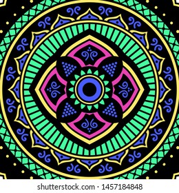 Abstract graphic square background with mandala geometric pattern. Vector illustration