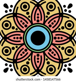 Abstract graphic square background with mandala geometric pattern. Vector illustration