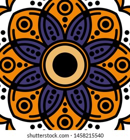 Abstract graphic square background with mandala geometric pattern. Vector illustration
