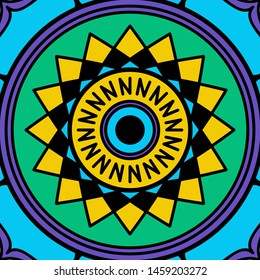Abstract graphic square background with mandala geometric pattern. Vector illustration