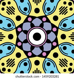 Abstract graphic square background with mandala geometric pattern. Vector illustration