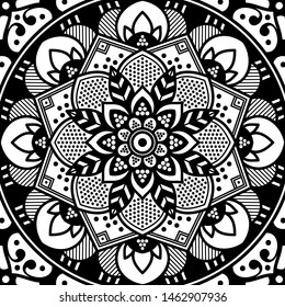 Abstract graphic square background with mandala geometric pattern. Vector illustration