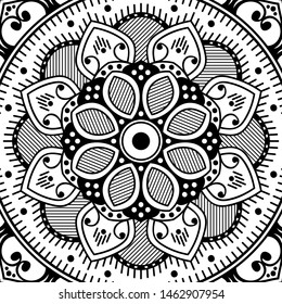 Abstract graphic square background with mandala geometric pattern. Vector illustration