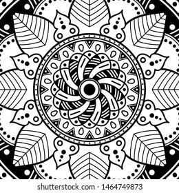 Abstract graphic square background with mandala geometric pattern. Vector illustration