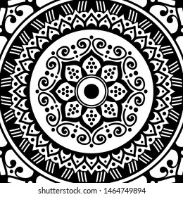 Abstract graphic square background with mandala geometric pattern. Vector illustration