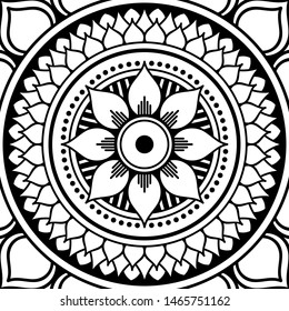 Abstract graphic square background with mandala geometric pattern. Vector illustration