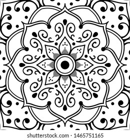 Abstract graphic square background with mandala geometric pattern. Vector illustration