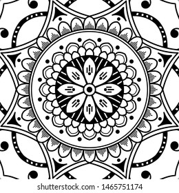 Abstract graphic square background with mandala geometric pattern. Vector illustration
