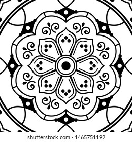 Abstract graphic square background with mandala geometric pattern. Vector illustration