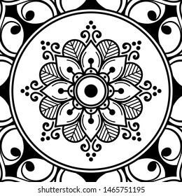Abstract graphic square background with mandala geometric pattern. Vector illustration