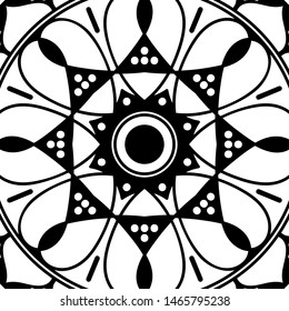Abstract graphic square background with mandala geometric pattern. Vector illustration