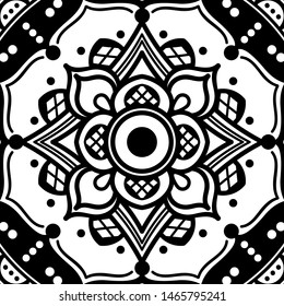 Abstract graphic square background with mandala geometric pattern. Vector illustration