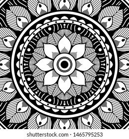 Abstract graphic square background with mandala geometric pattern. Vector illustration