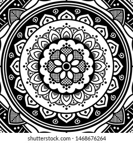 Abstract graphic square background with mandala geometric pattern. Vector illustration