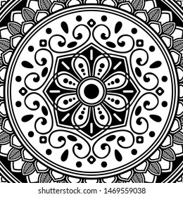 Abstract graphic square background with mandala geometric pattern. Vector illustration