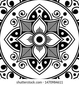 Abstract graphic square background with mandala geometric pattern. Vector illustration