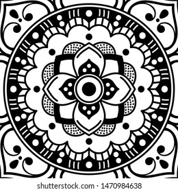 Abstract graphic square background with mandala geometric pattern. Vector illustration