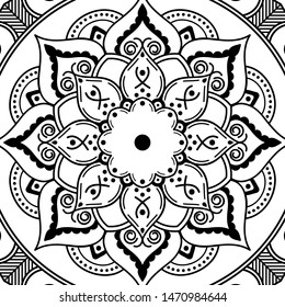 Abstract graphic square background with mandala geometric pattern. Vector illustration