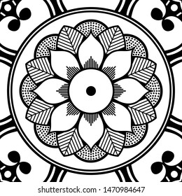 Abstract graphic square background with mandala geometric pattern. Vector illustration