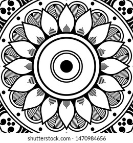 Abstract graphic square background with mandala geometric pattern. Vector illustration