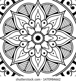 Abstract graphic square background with mandala geometric pattern. Vector illustration