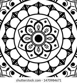Abstract graphic square background with mandala geometric pattern. Vector illustration