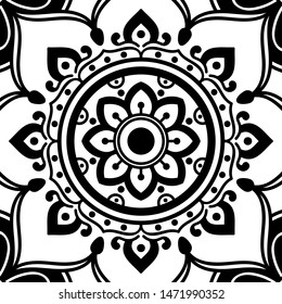 Abstract graphic square background with mandala geometric pattern. Vector illustration