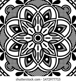 Abstract graphic square background with mandala geometric pattern. Vector illustration