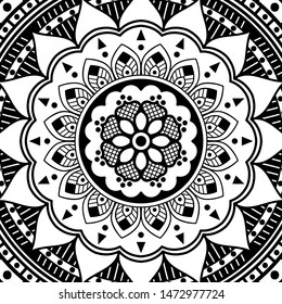 Abstract graphic square background with mandala geometric pattern. Vector illustration