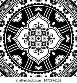 Abstract graphic square background with mandala geometric pattern. Vector illustration
