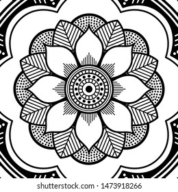 Abstract graphic square background with mandala geometric pattern. Vector illustration