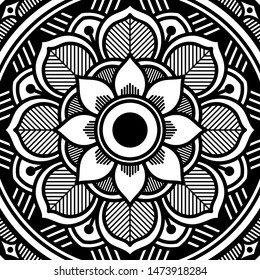 Abstract graphic square background with mandala geometric pattern. Vector illustration