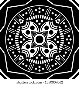 Abstract graphic square background with mandala geometric pattern. Vector illustration