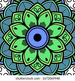 Abstract graphic square background with mandala geometric pattern. Vector illustration