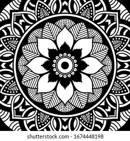 Abstract graphic square background with mandala geometric pattern. Vector illustration