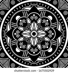 Abstract graphic square background with mandala geometric pattern. Vector illustration