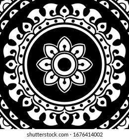 Abstract graphic square background with mandala geometric pattern. Vector illustration