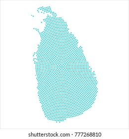 Abstract graphic Sri Lanka map of blue round dots. Vector illustration eps10.
