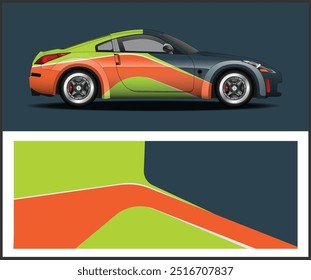 Diseño de fondo de carreras de rayas gráficas abstractas envuelven el vehículo 